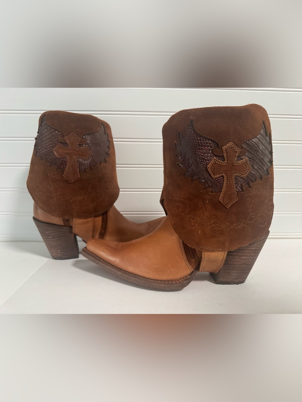 Corral Vintage C2213 Cross Lizard Inlay Cowboy Western Cowgirl Boots 6.5